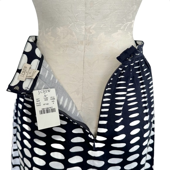 J. Crew Factory NEW Polka Dot A Line Skirt Pockets Cotton Black & White Size 4 - Picture 6 of 12